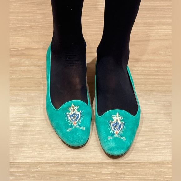 Paciotti Women's turquoise  Embroidered Loafers Size 39 , made in Italy. - Picture 8 of 15